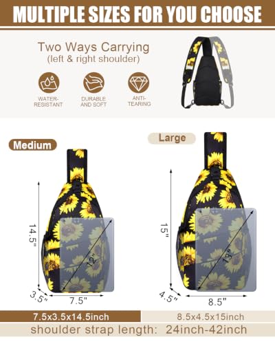 Crossbody Bags for Women Men Trendy Sling Bag Backpack Chest Bag (Large / Sunflower)
