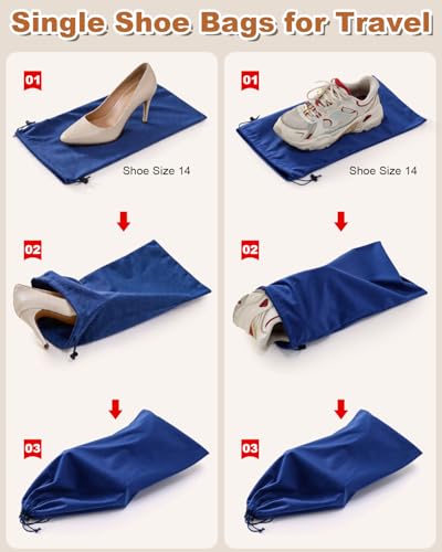 4 Pcs Single Shoe Bags for Travel (Palace Blue / 17.3"x8.6")