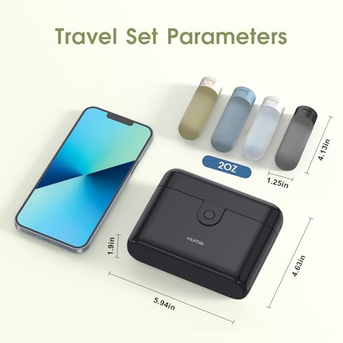 Travel Bottles TSA 4x2oz With Case Leak (Black)