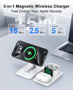 3 in 1 Magnetic Wireless Charger for Apple Multiple Devices (1 Pack White)