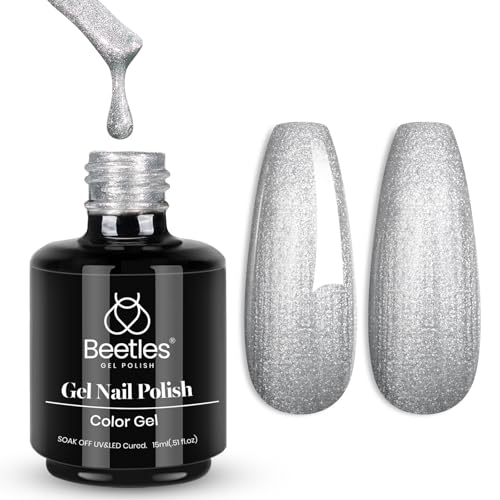 Beetles Silver Glitter Gel Nail Polish (F - Pearl Silver | Silver Dancefloor)