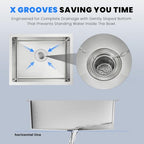 22×18 Inch Undermount Kitchen Sink (L 22"×W 18"×H 9" / Brushed)