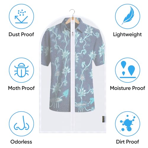 12PK Garment Bags for Hanging Clothes (40" 12PK / White-Translucent)