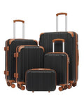 Luggage Set Lightweight and Durable Hardshell (apricot black / 5-Piece Set)