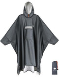 Hooded Rain Poncho for Adult Waterproof Lightweight Raincoat (Dark Grey)