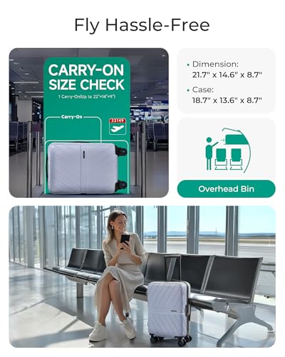 Carry On Luggage 22x14x9 Airline Approved (Carry On 20 Inch / Purple)