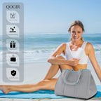 Neoprene Multipurpose Beach Bag Tote with Inner Zipper Pocket (Silver Gray / X-Large)