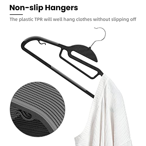 Heavy Duty Plastic Hangers 50 Pack with Non (Black / 50 pack)