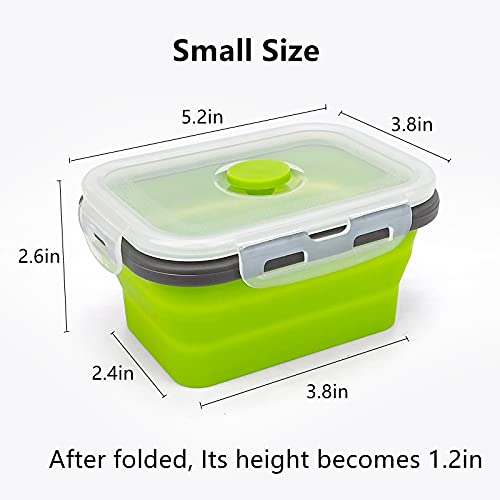 3piece Collapsible Food Storage Containers with Lids (green with gray)