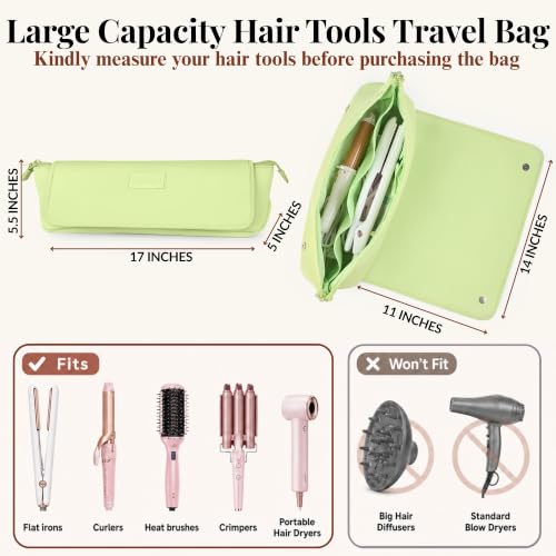 Hair Tools Travel Bag and Heat Resistant Mat (Apple Green)
