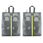 2 Pack Shoe Bags for Travel (Grey / Medium)