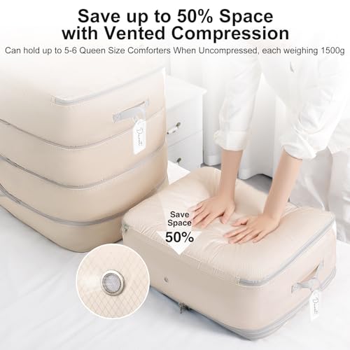 Comforter Storage Bag (Beige / XL-4 Pack - 4-Layer)