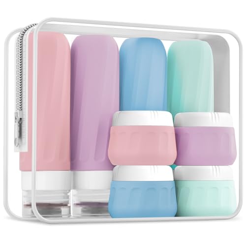 Travel Bottles for Toiletries 8 Pack (3 Ounce bottle 1 Ounce jar / Early Hours)
