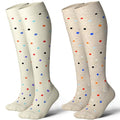 Extra Thick Wide Calf Compression Socks for Women&Men Plus Size 20 (2 Pairs-polkadots / X-Large)