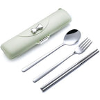 Travel Silverware Set with Case (Green)