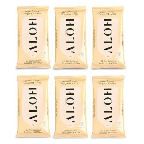 ALŌH Sweet Orange Bergamot + Aloe Hand Sanitizer Wipes (Sweet Orange Bergamot 6 pack 20ct Wipes (120 wipes))