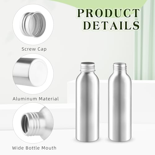 8 Pcs 150ml 5oz Aluminum Bottle Refillable Liquid Container Aluminum Vial Bottles with Screw Cap for Cosmetic Toiletries (5 fl oz)