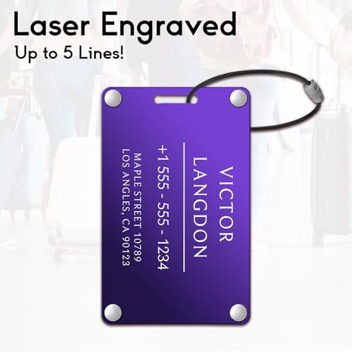 Personalized Luggage Tags for Suitcases (Pure Text-purple-largename)