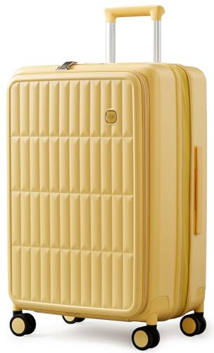 Expandable Top Open 28 Inch Checked Luggage with Spinner Wheels (Cheese Yellow / Checked-Large 28-Inch)