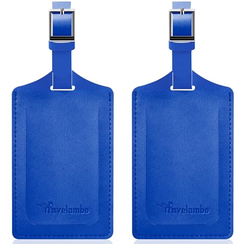 2 Pack Luggage Tags for Suitcases Airplane Travel Essentials (Fresh Blue)