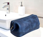 Leather Toiletry Bag for Men (blue)