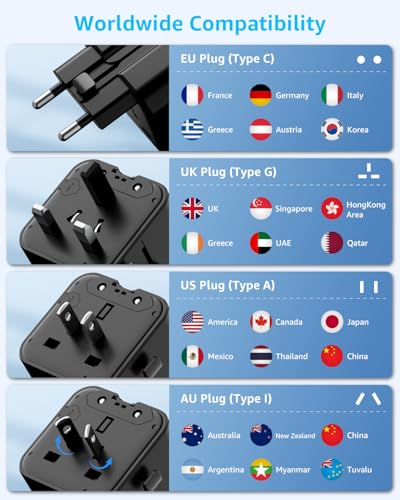 Air” Universal Travel Adapter 2500W Max AC (A1R AC(NO USB) / Black)