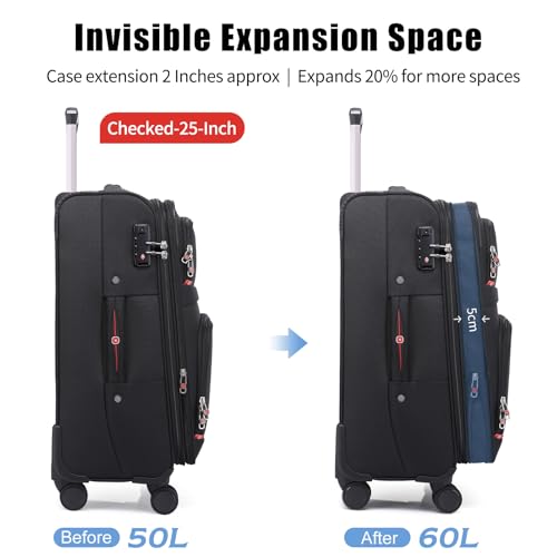 Softside Expandable Luggage with 4 Spinner Wheels (Black / 25-Inch)