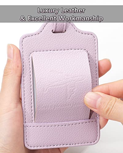 Leather Luggage Tags for Suitcases (Lichee Lilac)