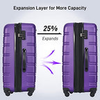 Luggage sets of 13 Piece 16 20 20 28 IN Carry on Luggage Hard Case Purple Luggage Expandable Checked Luggage Suitcase Set with Wheels (13-Piece Set(16+20+24+28IN+Bag+Packing Cubes+tags) / Purple)