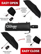 Windproof Travel Umbrella (Black with Black Case 1-Pack / Standard)
