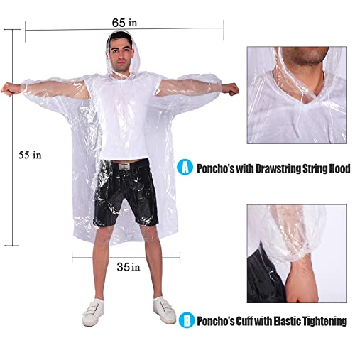 Disposable Rain Ponchos for Adults (One Size / Clear 5 Pack for Adults)