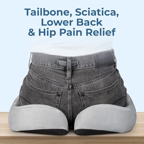 Seat Cushion Memory Foam Chair Pad for Tailbone Pain Relief (Soft Gray / XX-Large)