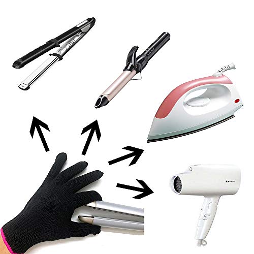 Heat Resistant Gloves for Hair Styling (2 Piece Black)