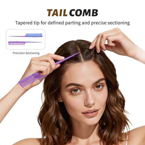 4Pcs Detangling Hair Brush Set for Women (Purple)