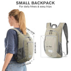 10 15L Small Rucksack Foldable Backpack Lightweight Packable Daypack Travel Outdoor Hiking Shoulder Bag (Beige / 20L)