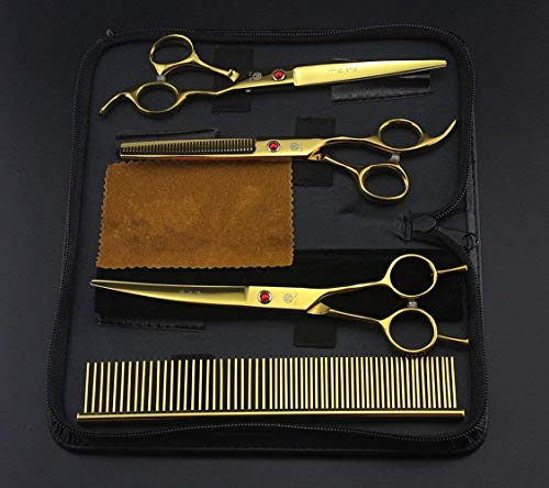 7" Dog Grooming Scissors Set with Rhinestone Accent (Gold)