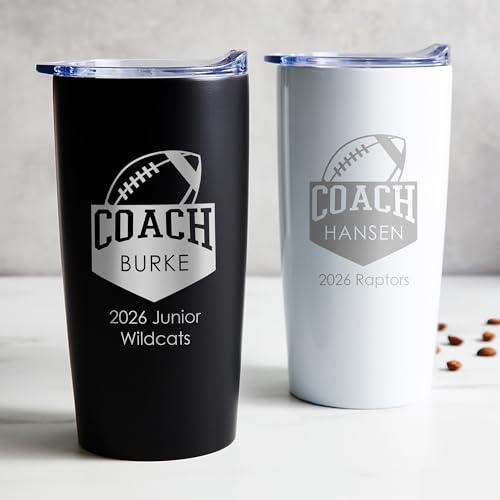 Personalized Football Coach Tumbler (Football / White)