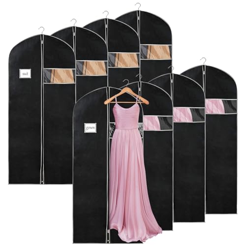 60 Inch Dress Bags for Gowns (Black&Grey / 60'' - 8PCS)