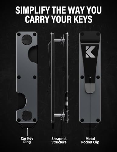 Key Organizer Key Holder Compact Key Case Minimalist Metal Key Chain Key Holder for Keychain Secures 8 (Gunmetal)