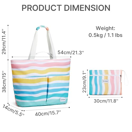 Beach Bags for Women (Rainbow Ripple / 28L)