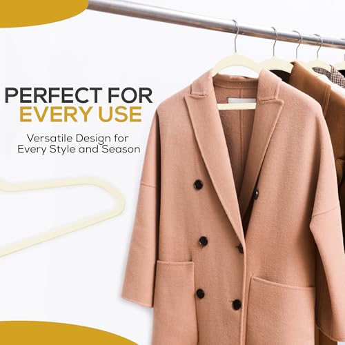 Premium Velvet Hangers 30 Pack Ultra Thin Non Slip Adult Felt Space Saving Suit Hanger for Closet Heavy Duty Coat Pants Jackets Dress Hangers 360° Swivel Hook Hold Upto 10 lbs Ivory (Ivory / 30 Pack)