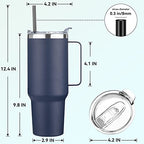 40 oz Stainless Steel Tumbler with Handle (Navy Blue / 40 Ounces)