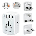 Universal Travel Adapter Kit with 3 AC Outlets 4 USB Ports (Type C/G/A/I)