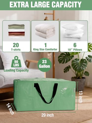 10 Pack Extra Large Moving Bags with Backpack Straps & Handles (Green / 10 Pack)