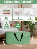 2 Pack Extra Large Moving Bags with Backpack Straps & Handles (Green / 2 Pack)