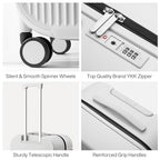 24 Inch Checked Luggage PC Hardshell Suitcases with Wheels for Travel Woman Men (Smoke White TSA2 / 24-inch)