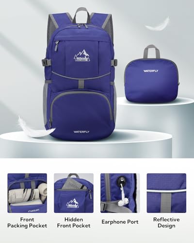 Small Lightweight Packable Hiking Backpack Foldable Travel Daypack (E-dark Blue / 25L)