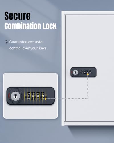 60 Position Steel Key Cabinet with Combination & Key Lock (White / 60 Keys)