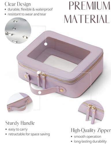 Clear Large Makeup Bag Mahjong Tile Bag with Zipper & Handle Purple (Purple / Large Luxe)
