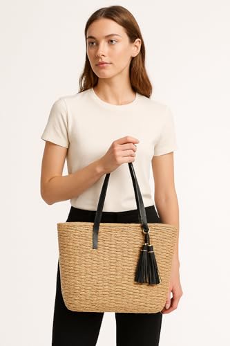 Straw Bags For Women (Black)